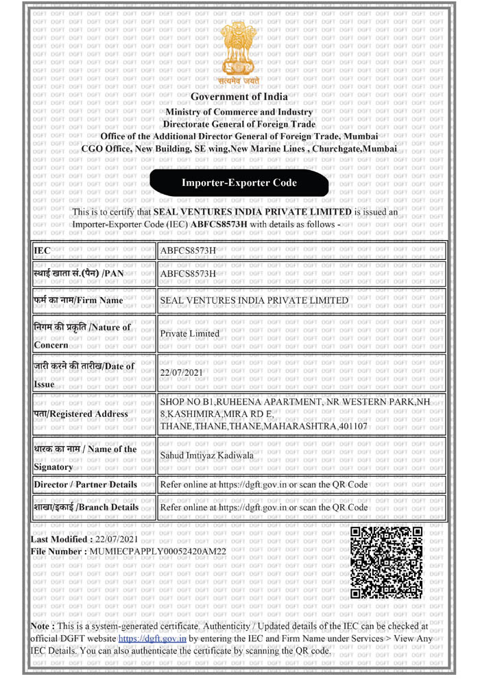 IMPORTER-EXPORTER CODE